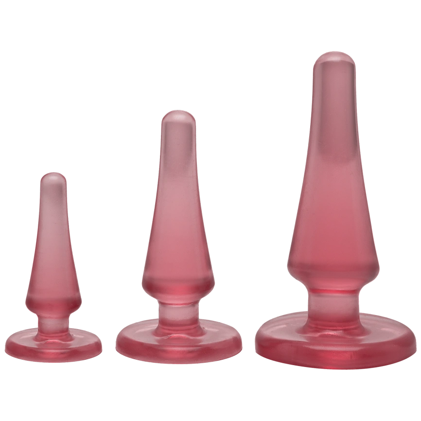 Набор анальных пробок Doc Johnson Crystal Jellies - Pink, макс. диаметр 2см - 3см - 4см фото 1