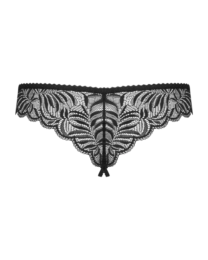 Кружевные танга с доступом Obsessive Contica crothchles thong S/M, черные фото 6