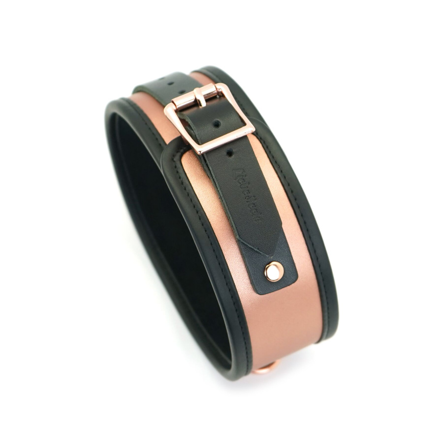 Широкий нашийник з повідцем Liebe Seele Rose Gold Memory Collar with Leash, натуральна шкіра фото 3