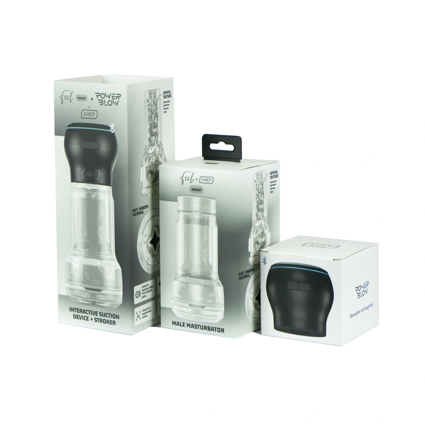 Мастурбатор Kiiroo Feel Pocket Crystal с всасывающей интерактивной насадкой PowerBlow Combo Set фото 9