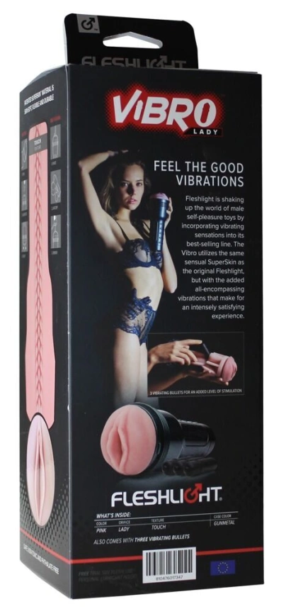 Мастурбатор с вибрацией Fleshlight Vibro Pink Lady Touch, три вибропули, стимулирующий рельеф фото 7