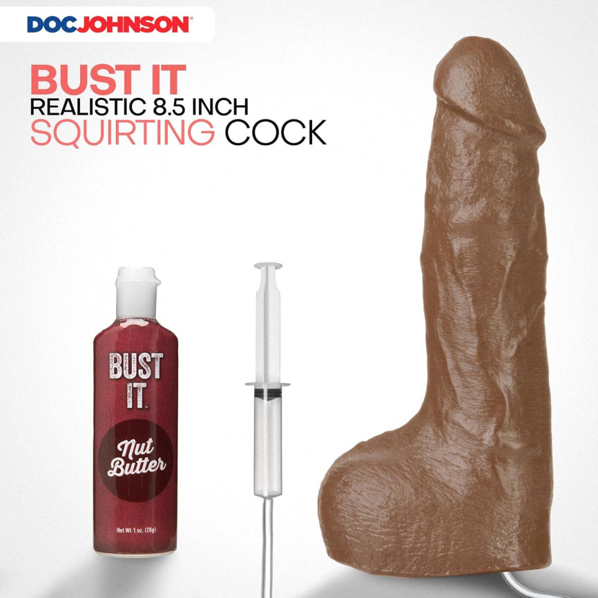 Фалоімітатор, що кінчає Doc Johnson The Realistic Cock ULTRASKYN - Squirting 9,5 Inch Caramel фото 2