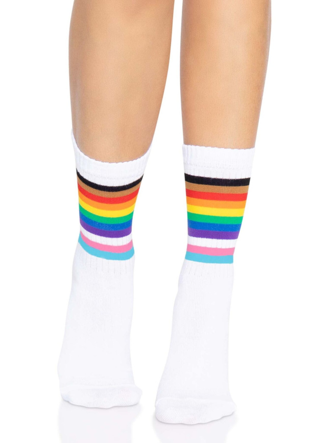 Шкарпетки жіночі в смужку Leg Avenue Pride crew socks Rainbow, 37–43 розмір фото 1