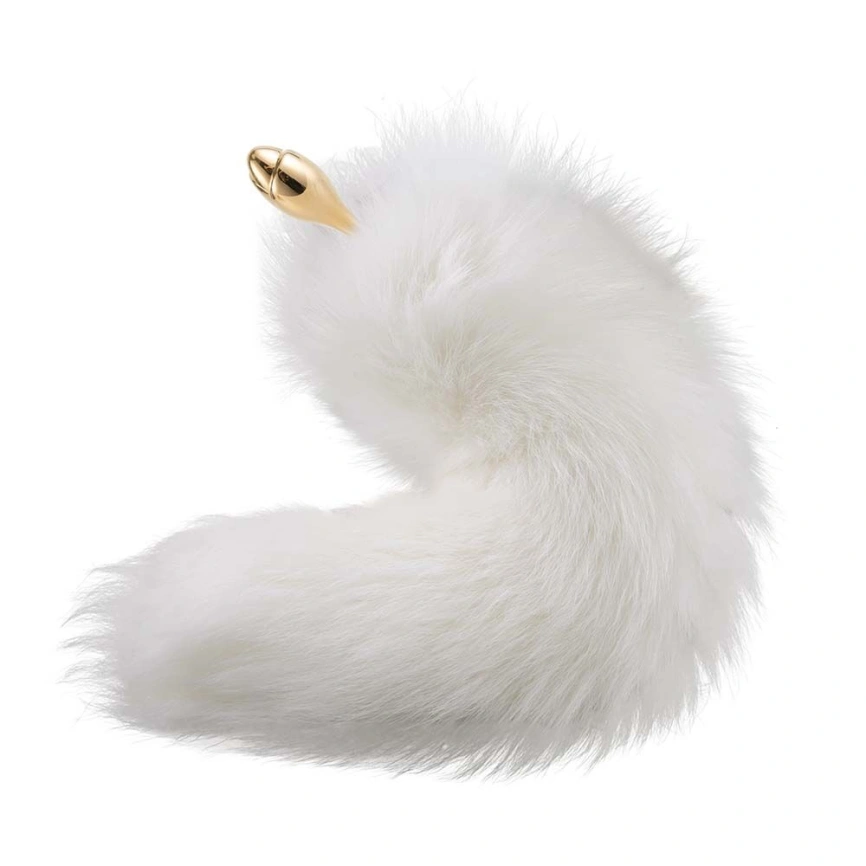 Металлическая анальная пробка с меховым хвостом LOCKINK SEVANDA White Fox-Tail Anal Rose-shape Plug фото 3