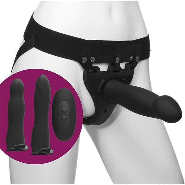 Набір для страпона з вібрацією Doc Johnson Body Extensions - BE Naughty - Black фото 1