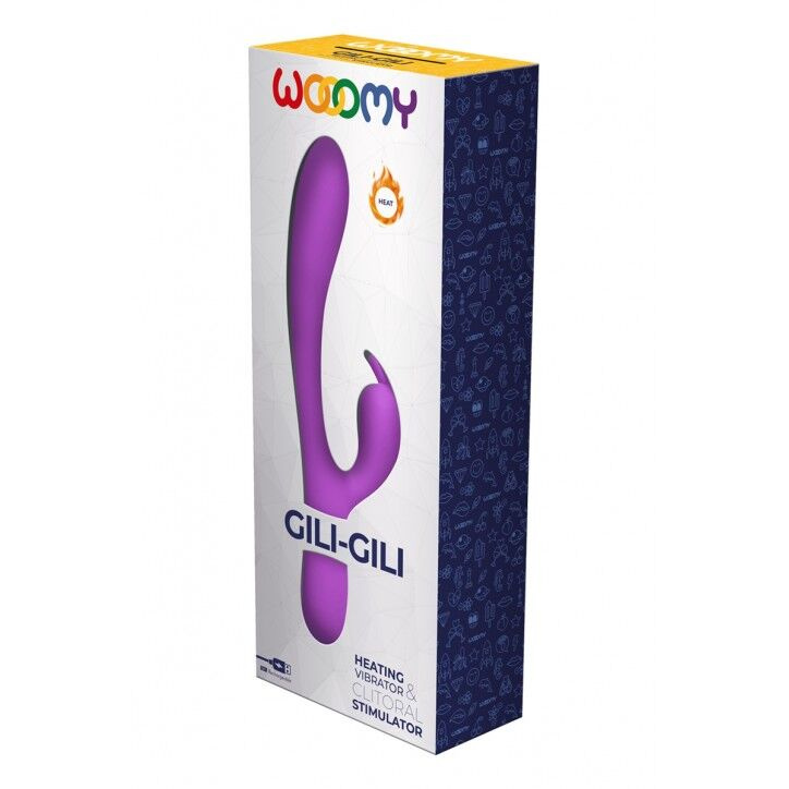 Вібратор-кролик Wooomy Gili-Gili Vibrator with Heat Purple, відросток з вушками, підігрів до 40°С фото 4