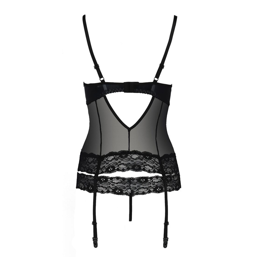 Корсет з відкритими грудьми Passion Exclusive NORTH CORSET XXL/XXXL, black, пажі, трусики, шнурівка фото 6