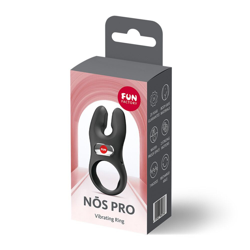 Ерекційне віброкільце з подвійною стимуляцією клітора Fun Factory NŌS PRO Black, 2 мотори фото 8