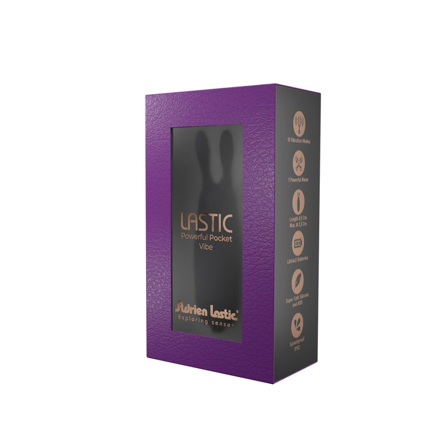 Віброкуля Adrien Lastic Pocket Vibe Rabbit Black зі стимулювальними вушками фото 6