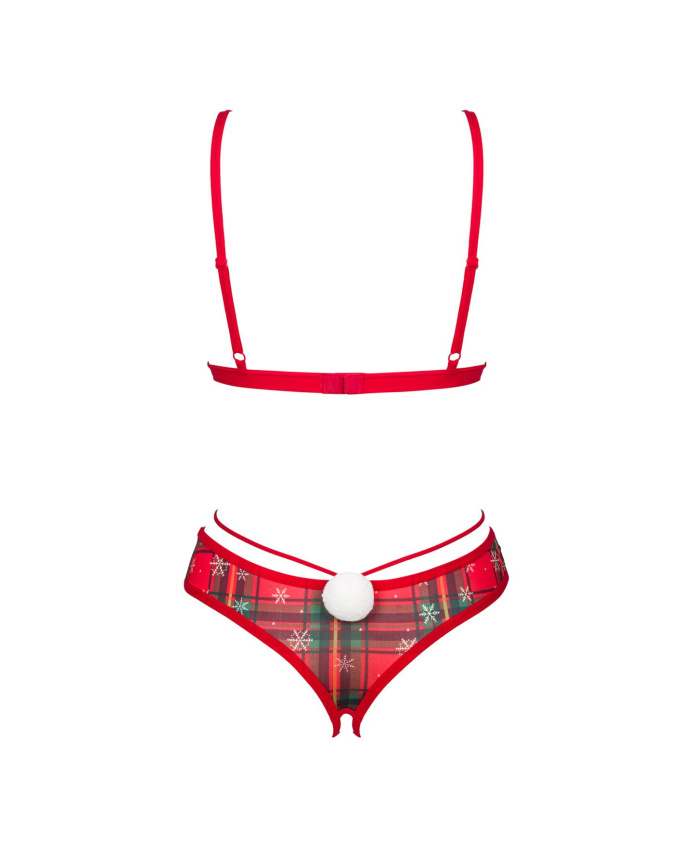 Комплект Obsessive Ms Merrilo 2-pcs set, M/L, м’який бюстгальтер та трусики з доступом і з помпоном фото 4