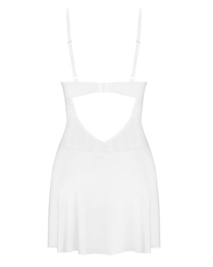 Пеньюар Obsessive Alissium chemise & thong, M/L, мереживний ліф, стрінги в комплекті фото 5