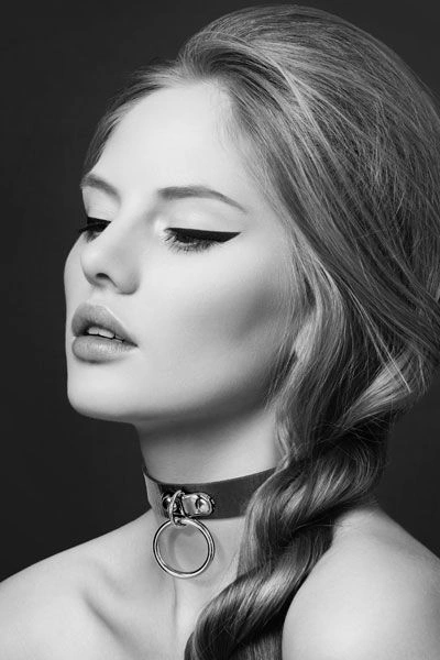 Чокер с кольцом для поводка Bijoux Pour Toi - FETISH Black, экокожа фото 1