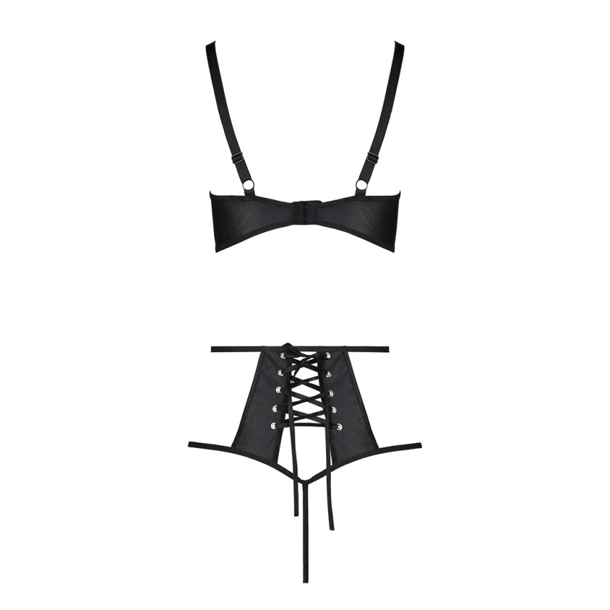 Комплект білизни Passion TASMINA SET XXL/XXXL black, ліф, високі трусики з корсетом ззаду фото 14