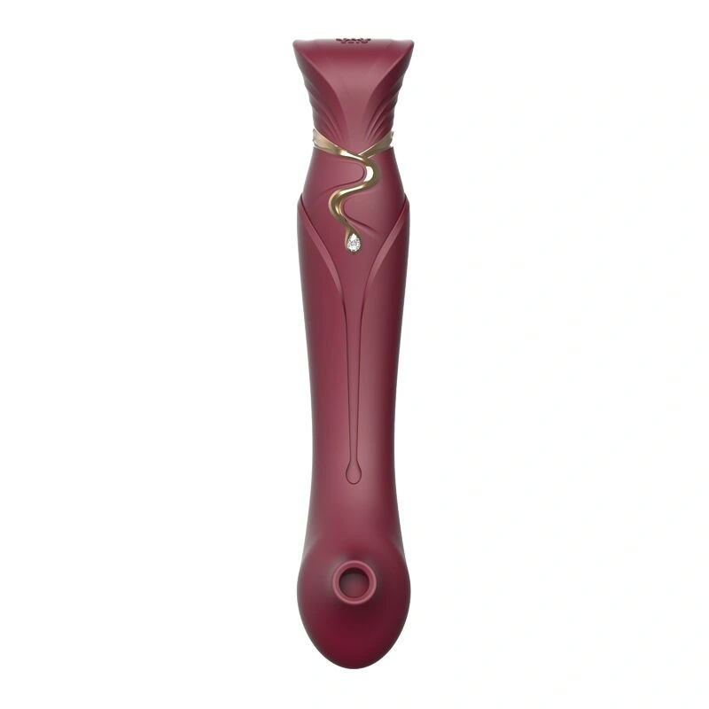 Смартвибратор 3в1 Zalo — Queen Set Wine Red, пульсирующая жемчужина и вакуум, кристалл Swarovski фото 8