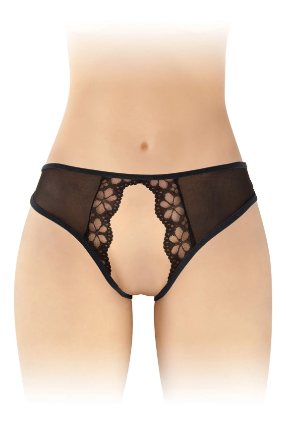 Трусики с открытым доступом Fashion Secret Ambre Black, сетка фото 1
