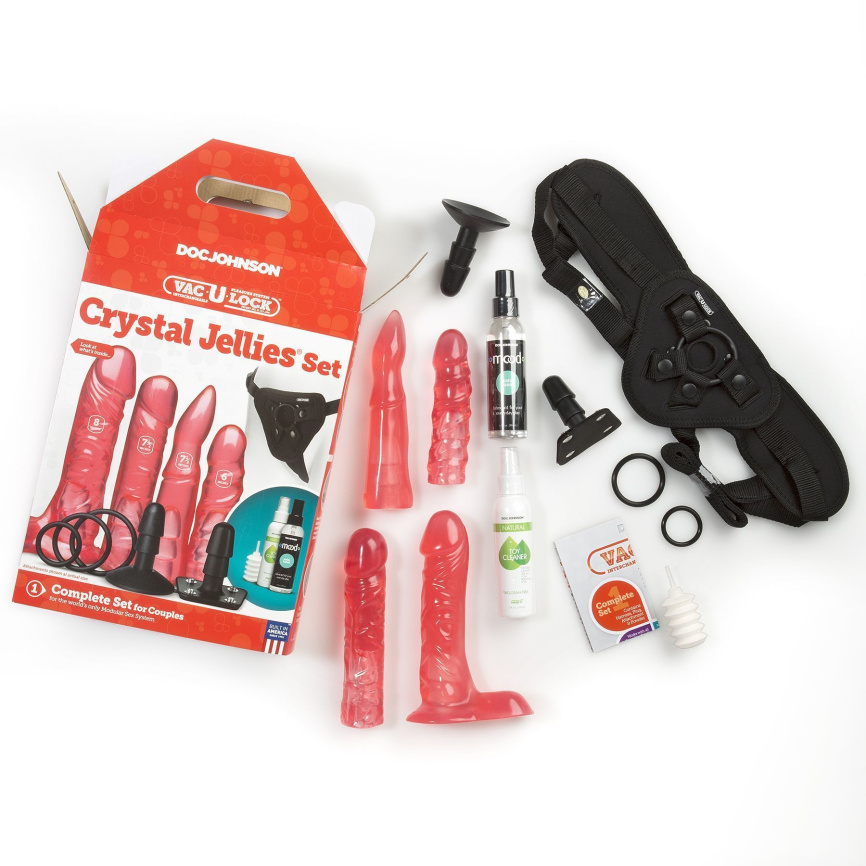 Набір для страпона Doc Johnson Vac-U-Lock Crystal Jellies Set (м'ята упаковка!!!) фото 7