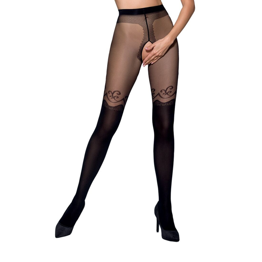 Колготки з відкритим доступом, подвійна щільність Passion TIOPEN 012 1/2 (20/40 den), black фото 1