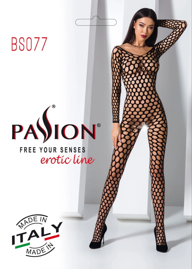Бодистокинг с крупной сеткой Passion BS077 black фото 8