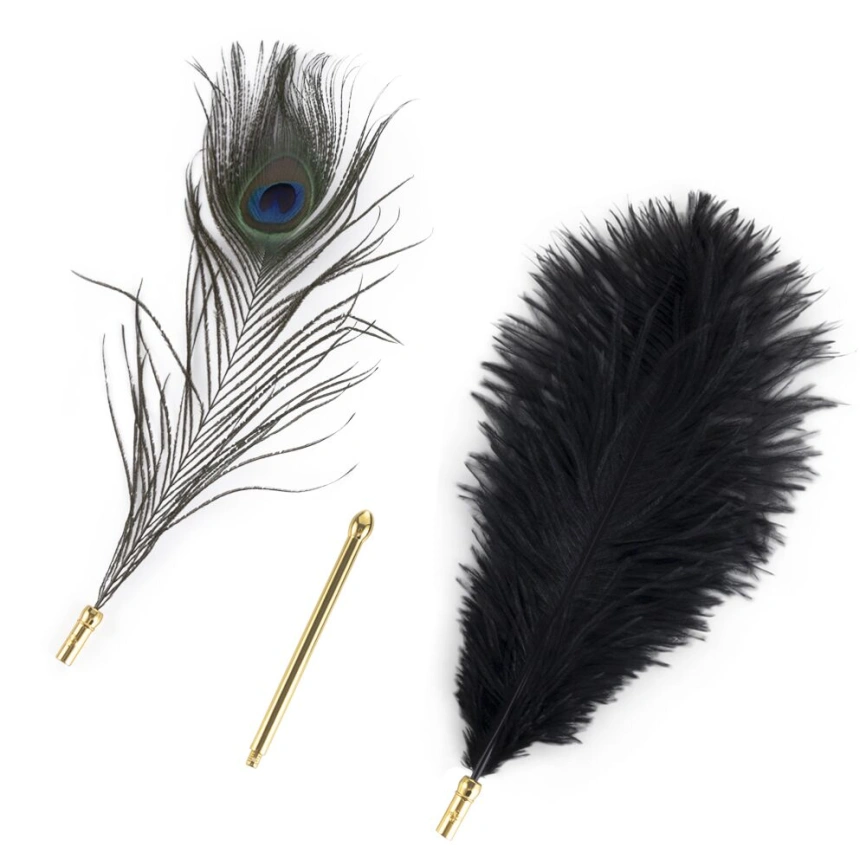 Щекоталка LOCKINK SEVANDA Natural Peacock Flirting Feather Tickler, перья павлина и страуса фото 1