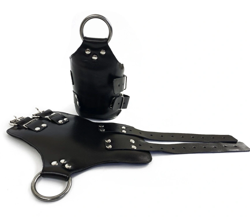 Манжеты для подвеса за руки Art of Sex – Kinky Hand Cuffs For Suspension, черные, натуральная кожа фото 2