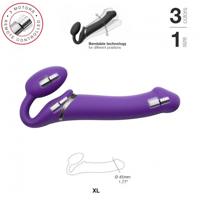 Безремінний страпон з вібрацією Strap-On-Me Vibrating Violet XL, діам. 4,7см, пульт ДК, регульований фото 2