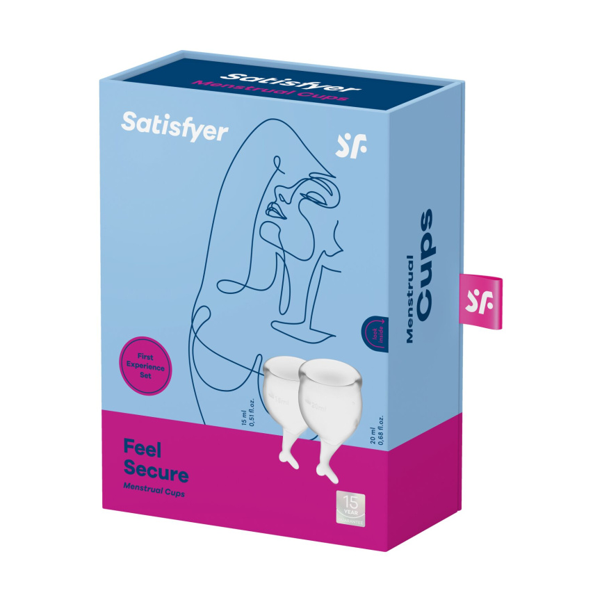 Набір менструальних чаш Satisfyer Feel Secure (transparent), 15мл і 20мл, мішечок для зберігання фото 4