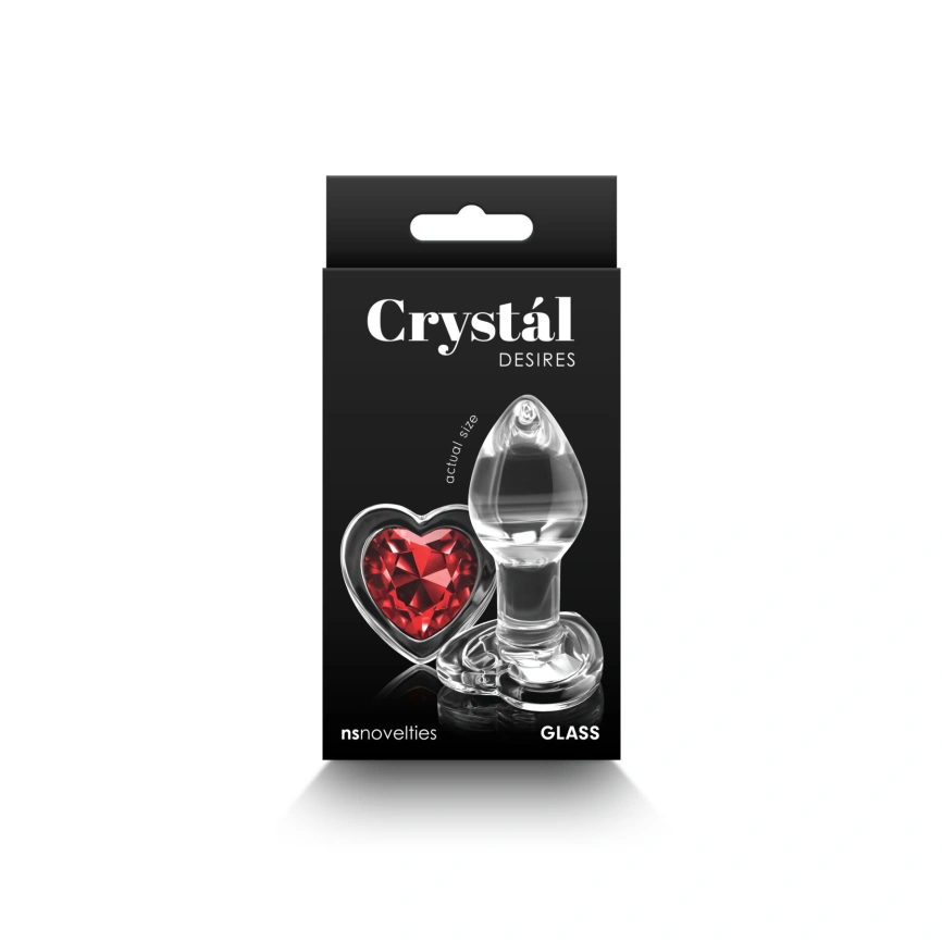 Стеклянная анальная пробка NS Novelties Crystal - Desires - Red Heart - Small фото 3