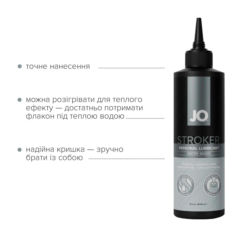 Лубрикант для мастурбаторів JO Stroker Lubricant 240 мл, на водній основі, густий, з аплікатором фото 5