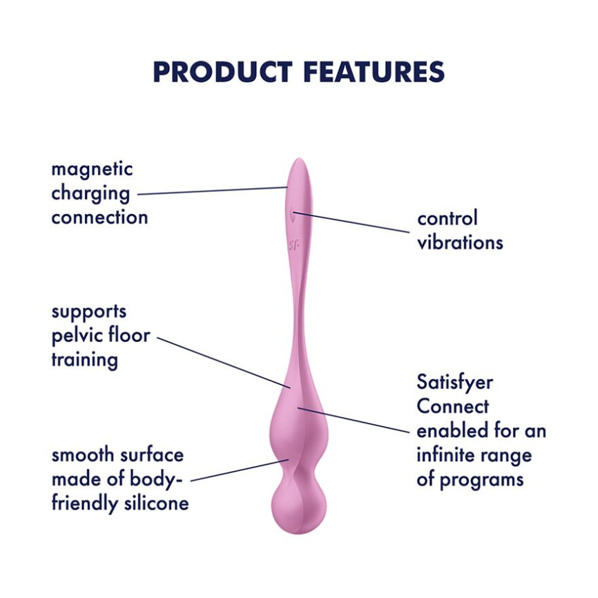 Вагінальні смарт-кульки з вібрацією Satisfyer Love Birds 1 Connect App Pink, 78 г фото 6
