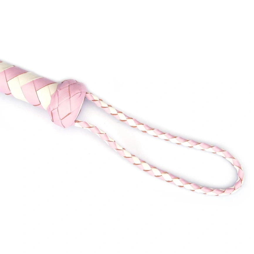 Флоггер Liebe Seele White & Pink Leather Whip фото 5