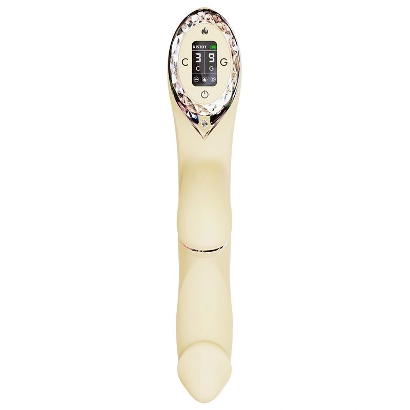 Вакуумный вибратор-кролик с подогревом KISSTOY A-King Pro Yellow, с LED-экраном фото 3