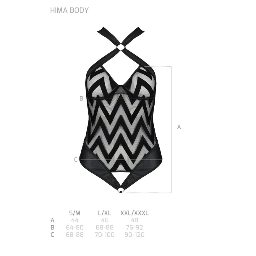 Сітчастий боді з халтером та ритмічним малюнком Passion Hima Body S/M, black фото 5