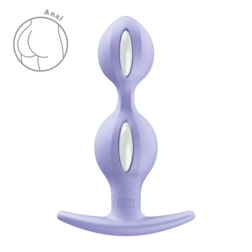 Анальні кульки Fun Factory B BALLS DUO Purple, ефект вібрації, діаметр 3,2 та 3,6 см фото 1