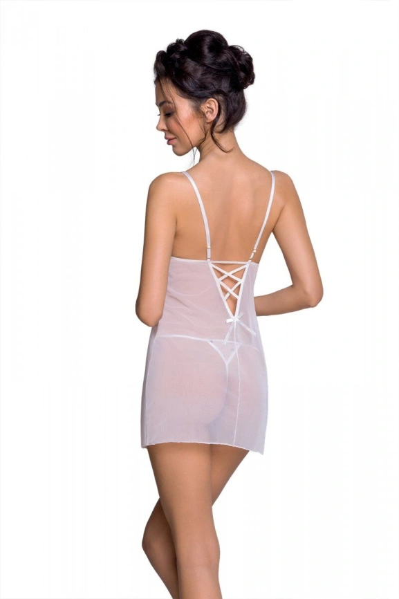 Сорочка с вырезами на груди, стринги Passion LOVELIA CHEMISE XXL/XXXL, white фото 2