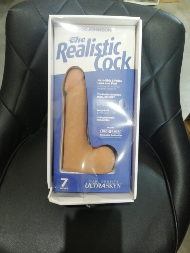Фалоімітатор Doc Johnson The Realistic Cock ULTRASKYN 7 Inch with Balls Vanilla (м'яте паковання!!!) фото 2