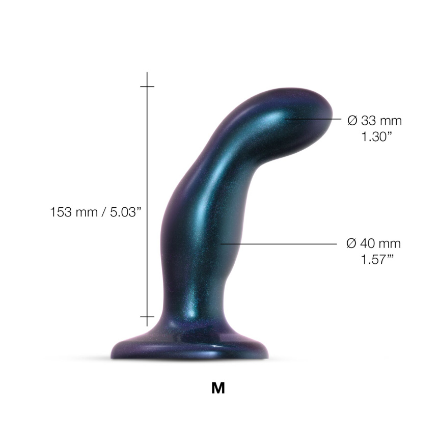 Дилдо Strap-On-Me DILDO PLUG SNAKY METALLIC BLUE, розмір M, діаметр 4 см, ввідна довжина 15,3 см фото 2