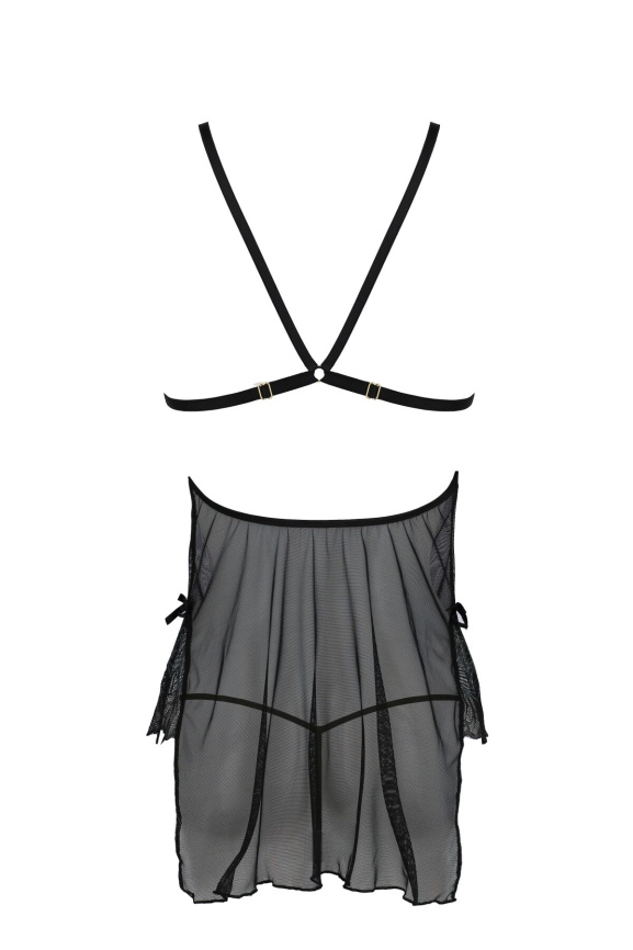 Сорочка Passion DELIENA CHEMISE S/M black, стрінги із заниженою талією фото 4