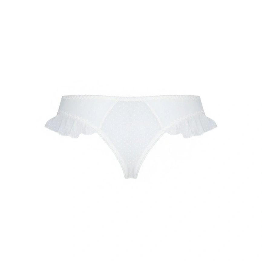 Трусики в горошек, с рюшами и шнуровкой Passion FATIN THONG XXL/XXXL, white фото 12