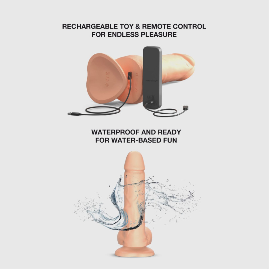 Фалоімітатор з вібрацією і ротацією Strap-On-Me Rotating & Vibrating Realistic Dildo - L - Vanilla фото 3