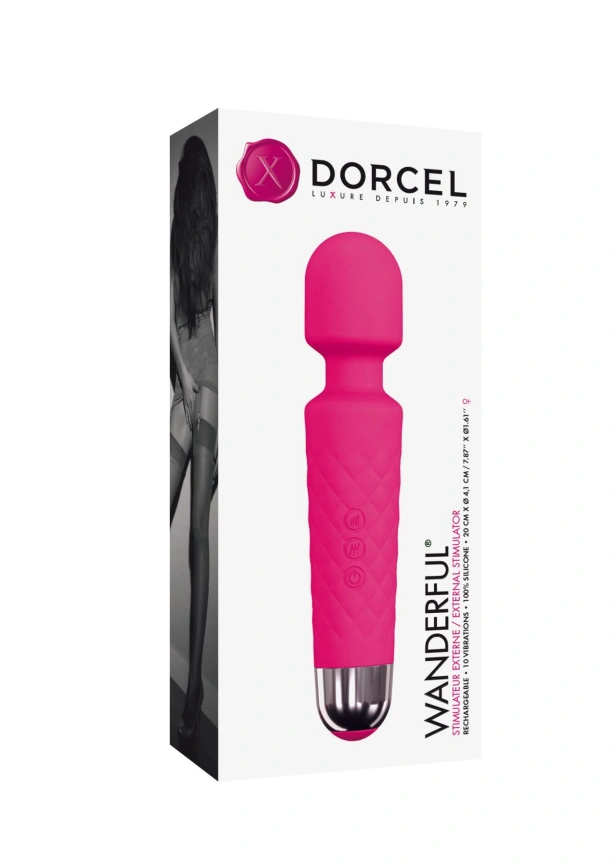 Минивибромассажер Dorcel Wand Wanderful Magenta мощный, водонепроницаемый, 18 режимов работы фото 2
