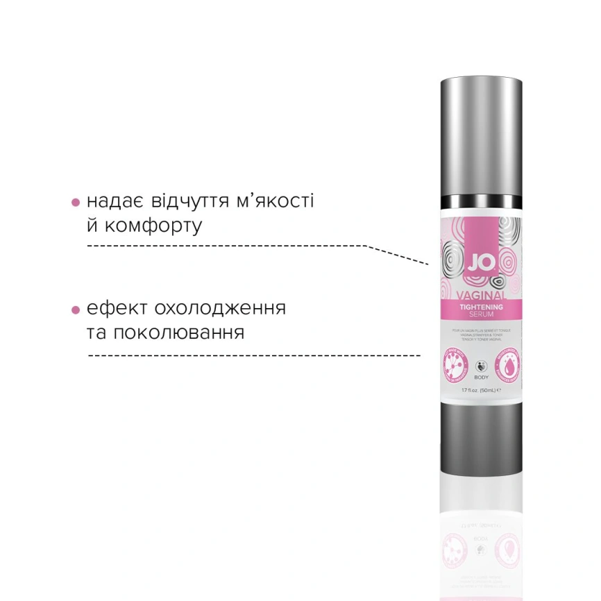 Гель для сужения влагалища JO Vaginal Tightening Serum (50 мл) с охлаждающе-вибрирующим эфф. фото 3