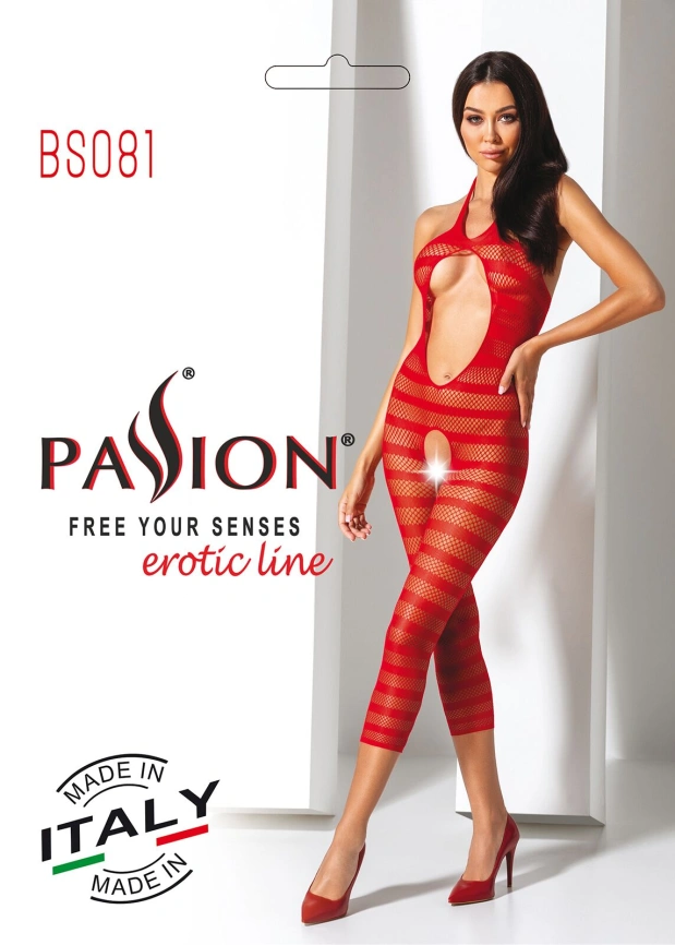 Сетчатый бодистокинг с открытым животом Passion BS081 red фото 6
