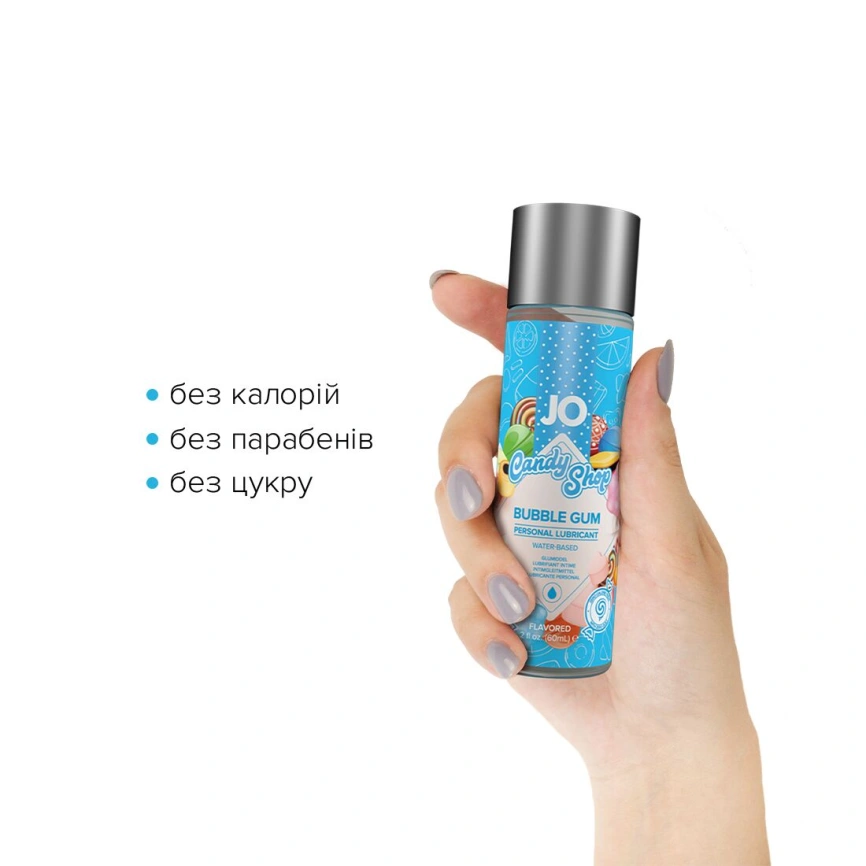 Лубрикант на водной основе JO H2O — Candy Shop — Bubblegum (60 мл) без сахара и парабенов фото 2