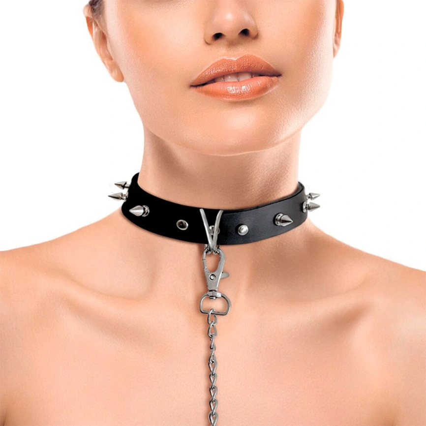 Ошейник с шипами и поводком Art of Sex - Collar Spikes and Leash фото 8