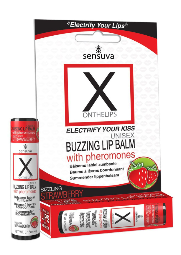 Стимулювальний бальзам для губ унісекс Sensuva – X on the Lips Strawberry з феромонами, полуниця фото 4