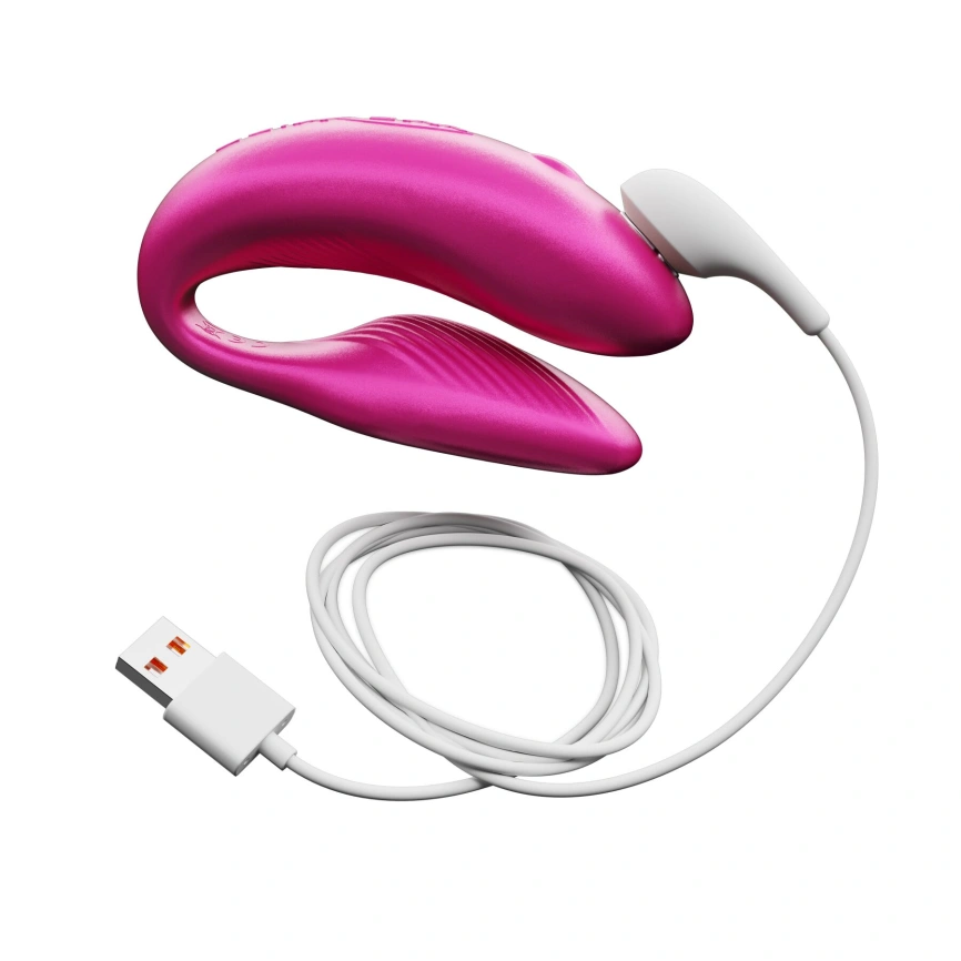 Смарт-вибратор для пар We-Vibe Chorus Cosmic Pink, сенсорное управление вибрациями сжатием пульта фото 4