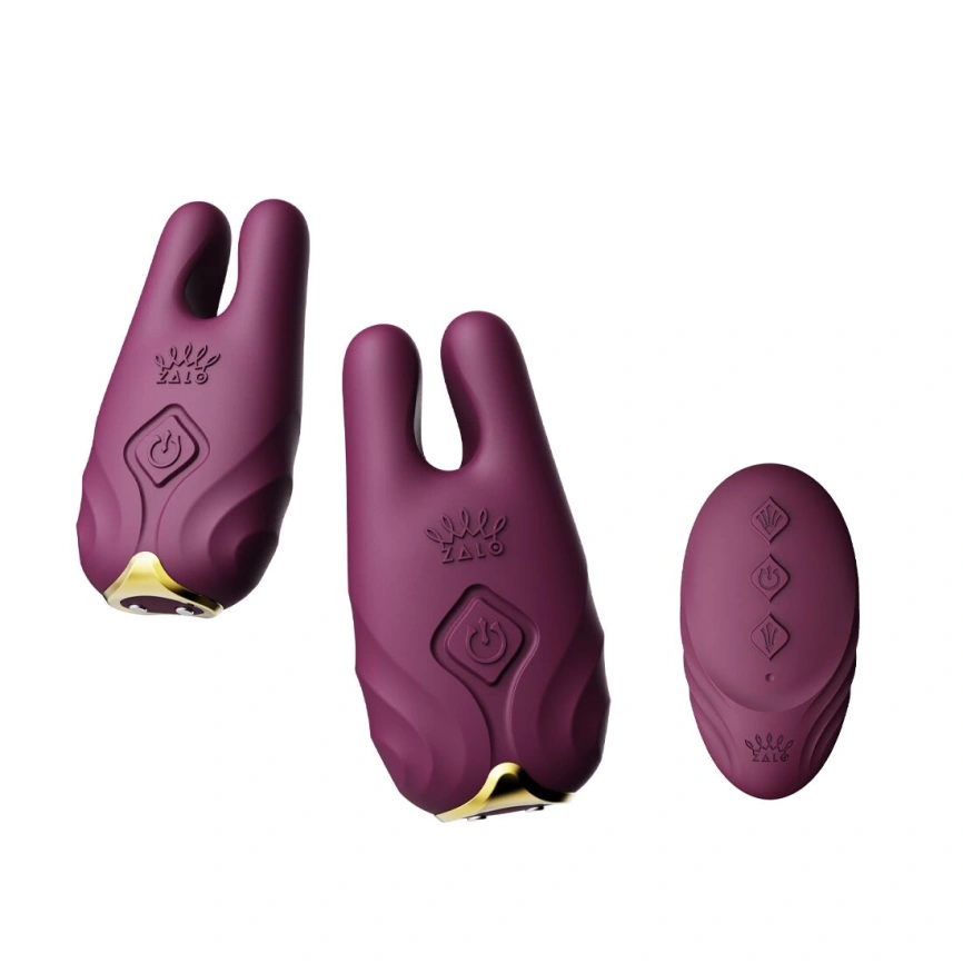 Смарт-вибратор для груди Zalo - Nave Velvet Purple, пульт ДУ, работа через приложение фото 8
