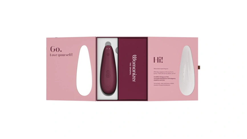 Вакуумный клиторальный стимулятор Womanizer Classic 2 - Bordeaux, 10 режимов, функция Afterglow фото 7