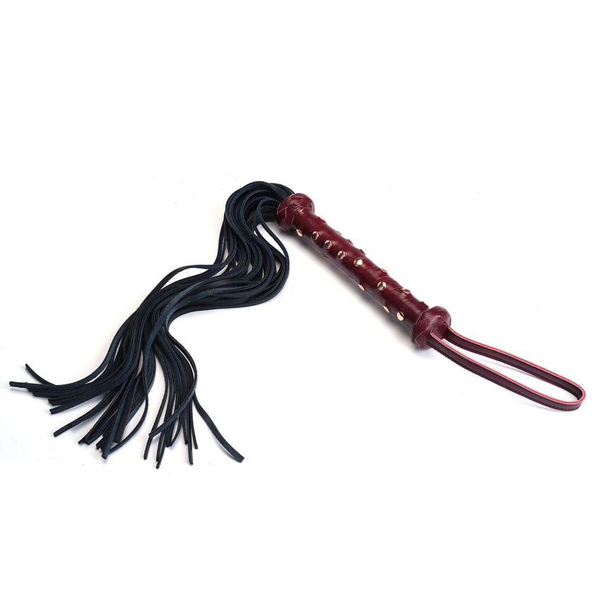 Флогер Liebe Seele Wine Red Studded Flogger, натуральна шкіра фото 1