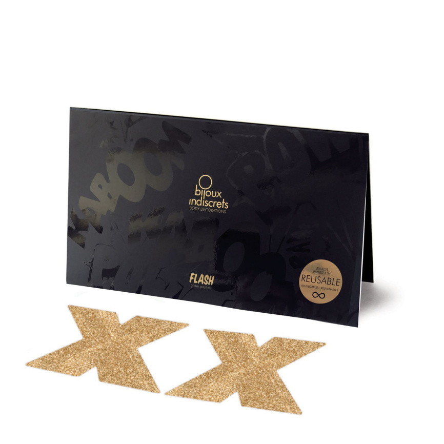 Пестіс - стикини Bijoux Indiscrets - Flash Cross Gold, наклейки на соски фото 1
